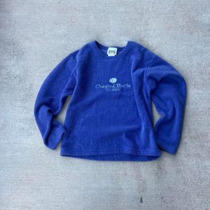 Embroidered Fleece Crested Butte Crewneck Purple Size S
